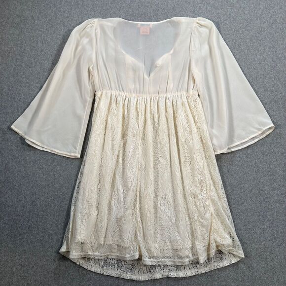 Flying Tomato Mini Dress Sheer Lace Womens Small Boho Tassel Peasant Embroidered - Picture 9 of 9